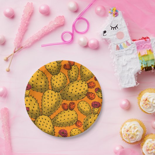 Bloedopuntia in geel papieren bordje (Feest)