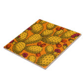 Bloedopuntia in geel tegeltje (Zijkant)