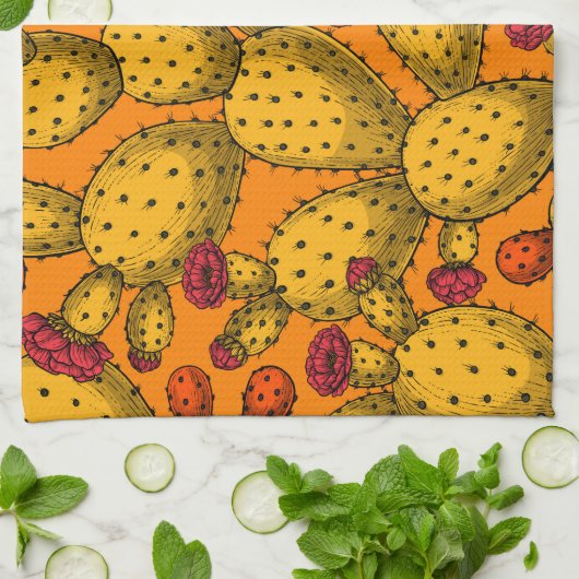 Bloedopuntia in geel theedoek (Gevouwen)