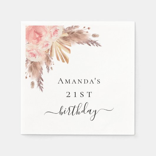 Bloedpapegaai roos goudbloem servet (Voorkant)