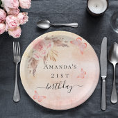 Bloedpapegaaivis roos goudvlinders papieren bordje