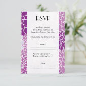 Bloedpatroon, Paarse Dahlia, bruiloft RSVP Kaartje (Staand voorkant)