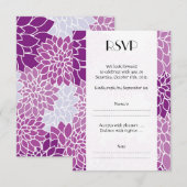 Bloedpatroon, Paarse Dahlia, bruiloft RSVP Kaartje (Voorkant / Achterkant)