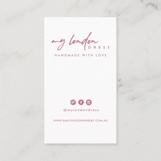 BLOEDPINK WATERVERF STAR CIRCLE DANK U VISITEKAARTJE (Achterkant)