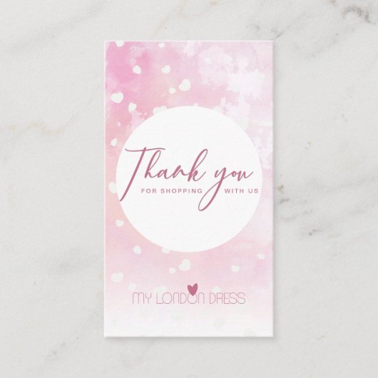 BLOEDPINK WATERVERF STAR CIRCLE DANK U VISITEKAARTJE (Voorkant)