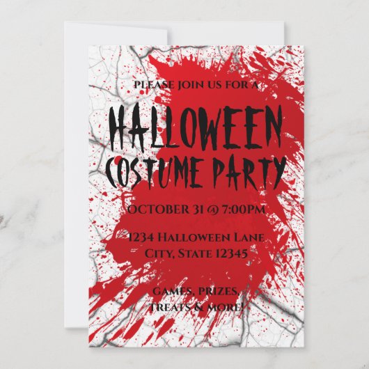 Bloedplaatje en gekraakte marmer Halloween Invite Kaart (Voorkant)