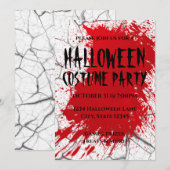 Bloedplaatje en gekraakte marmer Halloween Invite Kaart (Voorkant / Achterkant)