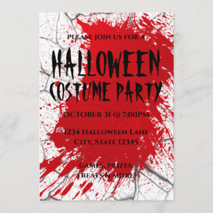 Bloedplaatje en gekraakte marmer Halloween Invite Kaart