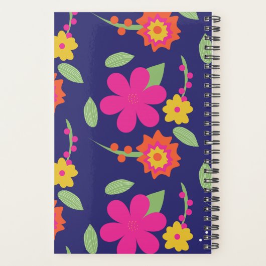 Bloedrempelmonogram Floral Neon Planner (Achterkant)