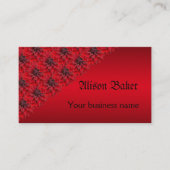 Bloedrode dahlias in een gothisch visitekaartje (Voorkant)