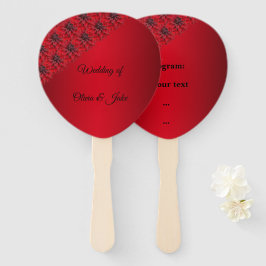 Bloedrode dahlias in gothische stijl, hand fan handwaaier