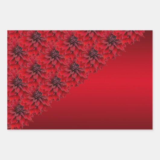 Bloedrode dahlias in gothische stijl inpakpapier vel (Voorkant 3)