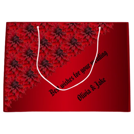 Bloedrode dahlias in gothische stijl - personalise groot cadeauzakje (Voorkant)