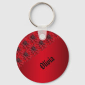 Bloedrode dahlias in gothische stijl - personalise sleutelhanger (Voorkant)
