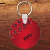 Bloedrode dahlias in gothische stijl - personalise sleutelhanger (Voorkant)