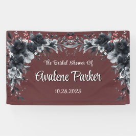 Bloedrode Gotische Zwarte Bloem Bruiloft Feest Spandoek