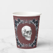 Bloedrode Gotische Zwarte Bloemachtige Bruiloft Fe Papieren Bekers (Achterkant)
