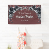 Bloedrode Gotische Zwarte Bloemachtige Bruiloftsdo Spandoek (Insitu)
