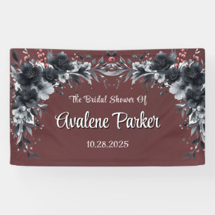 Bloedrode Gotische Zwarte Bloemachtige Bruiloftsdo Spandoek
