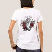 Bloedrode rozen met  hart t-shirt (Achterkant)