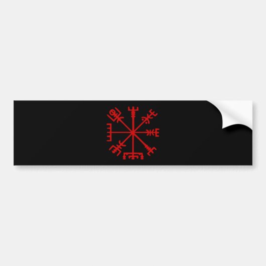 Bloedrode Vegvísir (Viking Kompas) Bumpersticker (Voorkant)