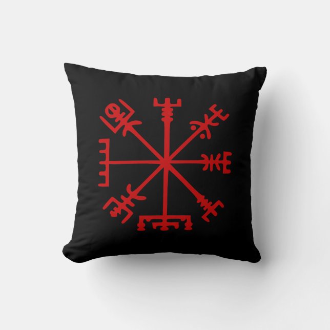 Bloedrode Vegvísir (Viking Kompas) Kussen (Voorkant)