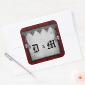 Bloedrode Zijde en Huidzeden Gothische bruiloft Vierkante Sticker (Envelop)