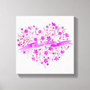 Bloedroze paarse naam waterverf kunst canvas afdruk
