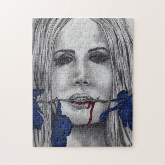 Bloedrozen Vampier Vrouw Goth Horror Fantasy Kunst Legpuzzel (Verticaal)