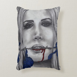 Bloedrozen Vampier Vrouw Goth Originele Kunst Decoratief Kussen
