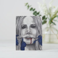 Bloedrozen Vampier Vrouw Portret Bloed Goth Kunst