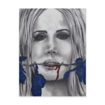 Bloedrozen Vampier Vrouw Portret Bloed Goth Kunst