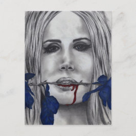 Bloedrozen Vampier Vrouw Portret Bloed Goth Kunst Briefkaart