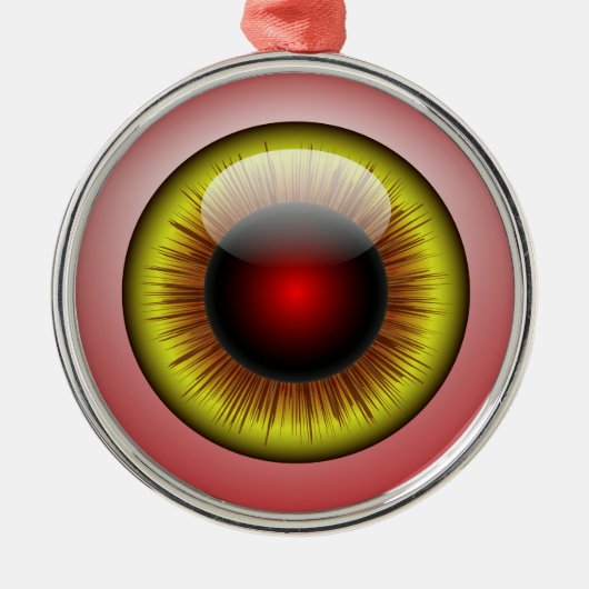 Bloedschot Eyeball Yellow Iris Round Pupil Metalen Ornament (Voorkant)