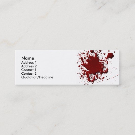 Bloedspatkaart Mini Visitekaartje (Voorkant)