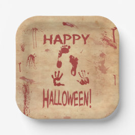 Bloedspatten Gelukkig Halloween Papieren Bordje