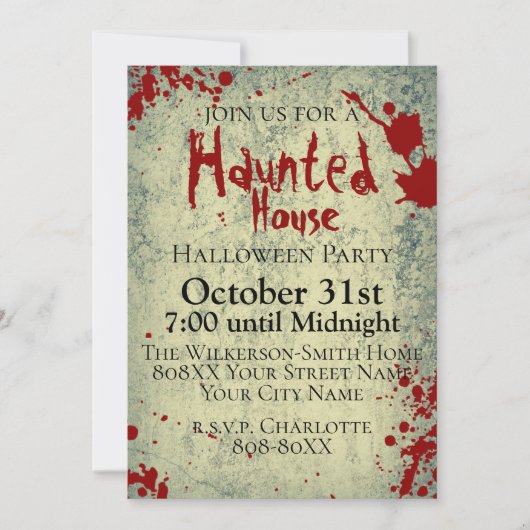 Bloedspatten op betonnen Griezelige Halloween Kaart (Voorkant)