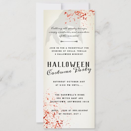 Bloedspetter Adult Halloween Party Uitnodiging (Voorkant)