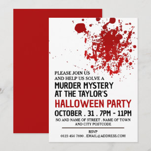 Bloedspetter, moordmysterie Halloweenfeest Kaart