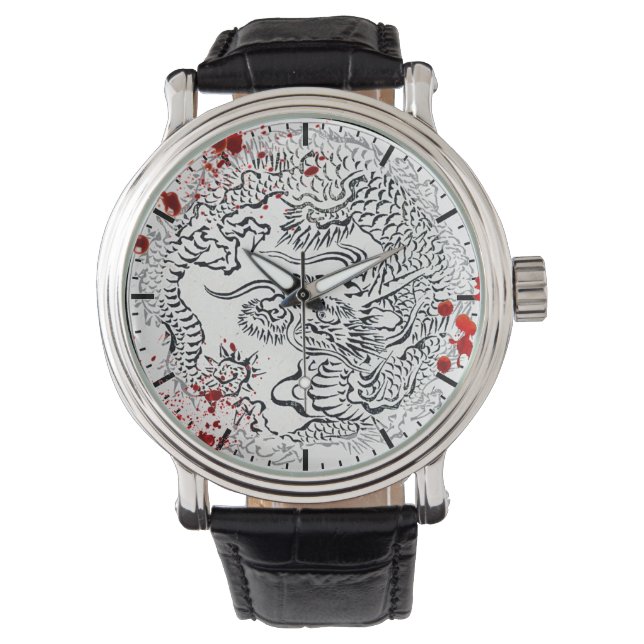  bloedsplatter Legendary Japanse draak Horloge (Voorkant)