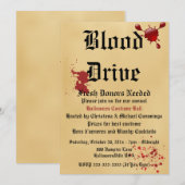 Bloedstation Vampire Halloween Party Invitation Kaart (Voorkant / Achterkant)