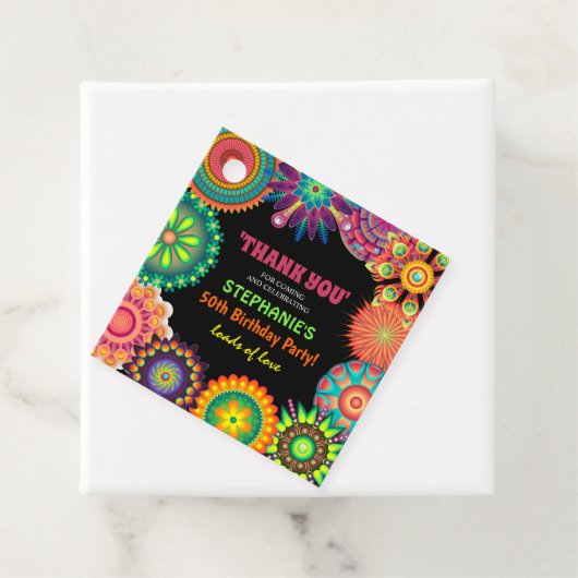 Bloedstroom 70's kleurrijke verjaardag Dank u Bedankjes Labels (In situ)