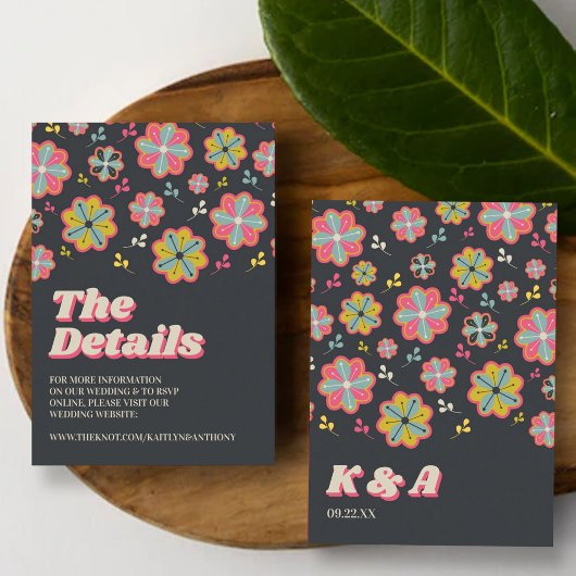 Bloedstroom 70's Retro Groovy Wedding Detail Informatiekaartje