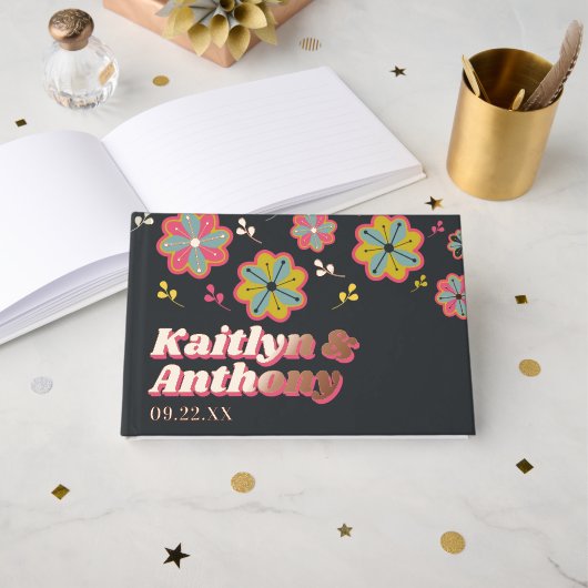 Bloedstroom 70's Retro Groovy Wedding Gastenboek (Voorkant open)