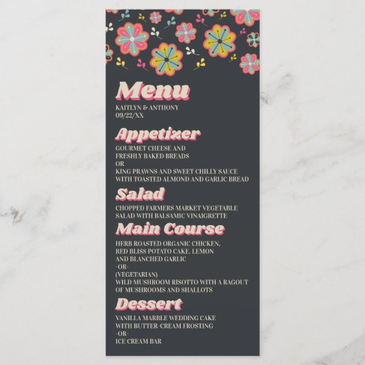 Bloedstroom 70's Retro Groovy Wedding Menu (Voorkant)