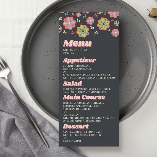 Bloedstroom 70's Retro Groovy Wedding Menu