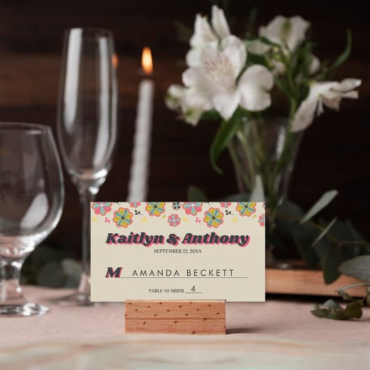 Bloedstroom 70's Retro Groovy Wedding Plaatskaartje