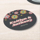 Bloedstroom 70's Retro Groovy Wedding Ronde Kartonnen Onderzetter (Gebogen)