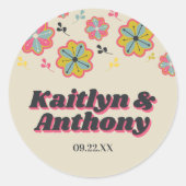 Bloedstroom 70's Retro Groovy Wedding Ronde Sticker (Voorkant)