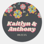 Bloedstroom 70's Retro Groovy Wedding Ronde Sticker (Voorkant)